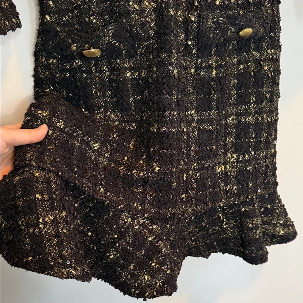 Chic Black and Gold Tweed Mini Dress - Picture 7 of 7